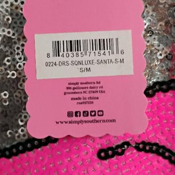 Simply Southern Sequin Silver Santa Shift Dress S/M NWT - Picture 3 of 8